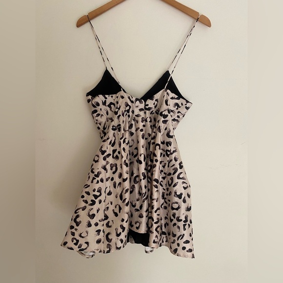 Keepsake Leopard Print Romper Flared Mini Dress Spaghetti Strap Animal Print XS - Picture 9 of 9